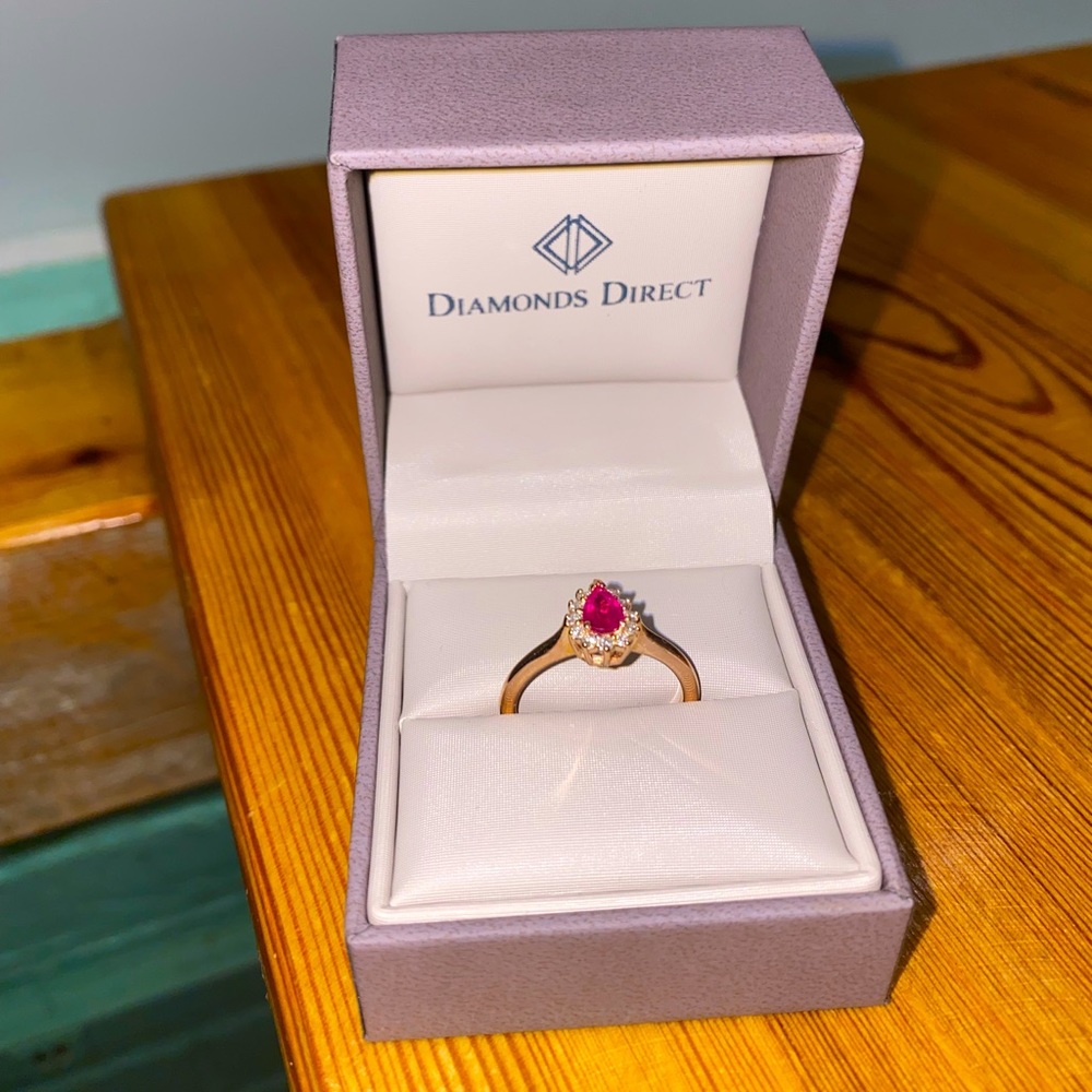 14k Rose Gold Ruby + Diamond ring